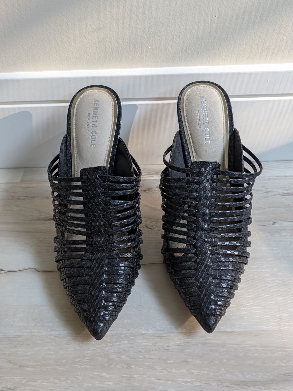 Kenneth Cole Black Woven Pointed-Toe Mule